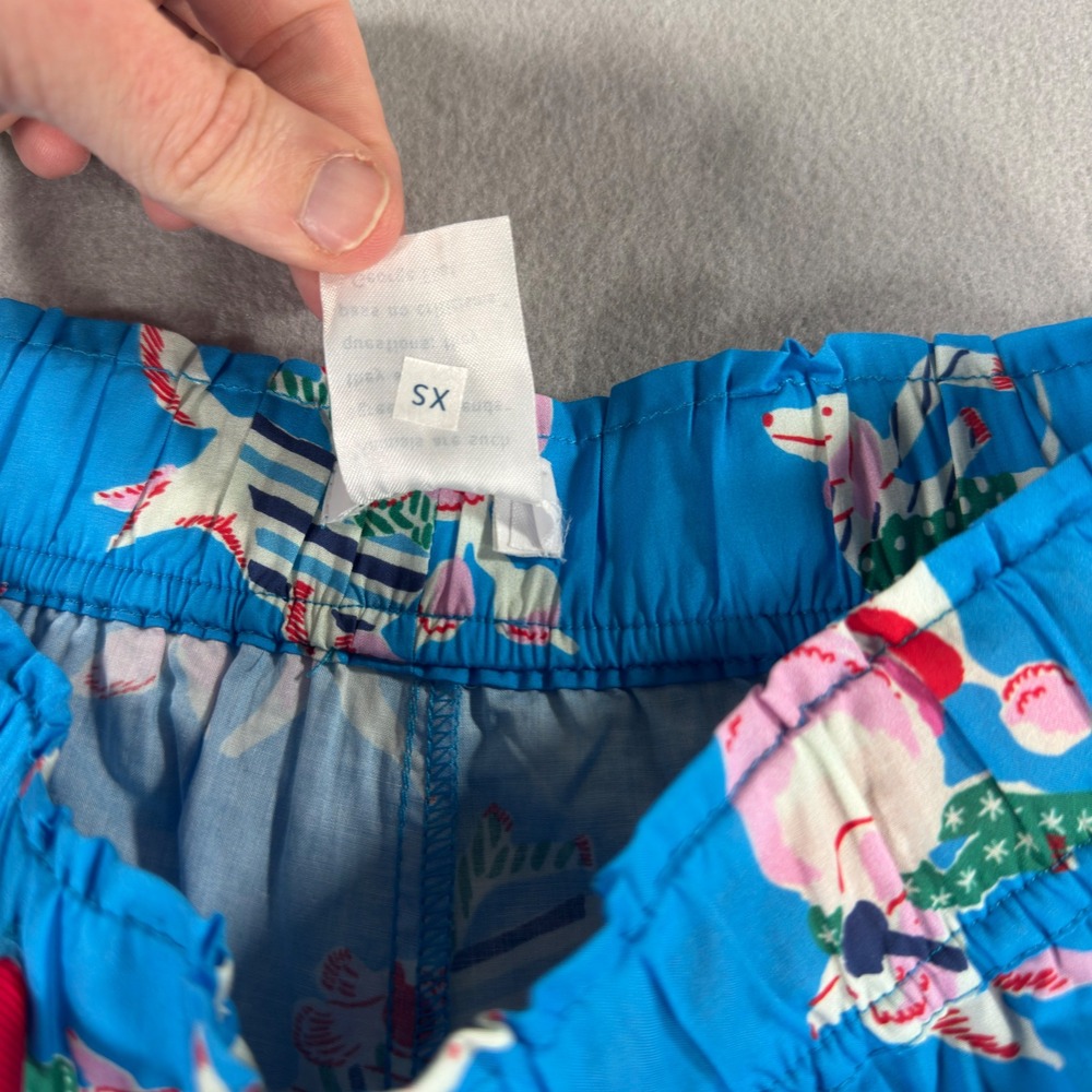 Mersea Blue Cotton Dog Print Pajama Pants XS Holiday Winter Dogs Lounge Wide Leg - Picture 7 of 12
